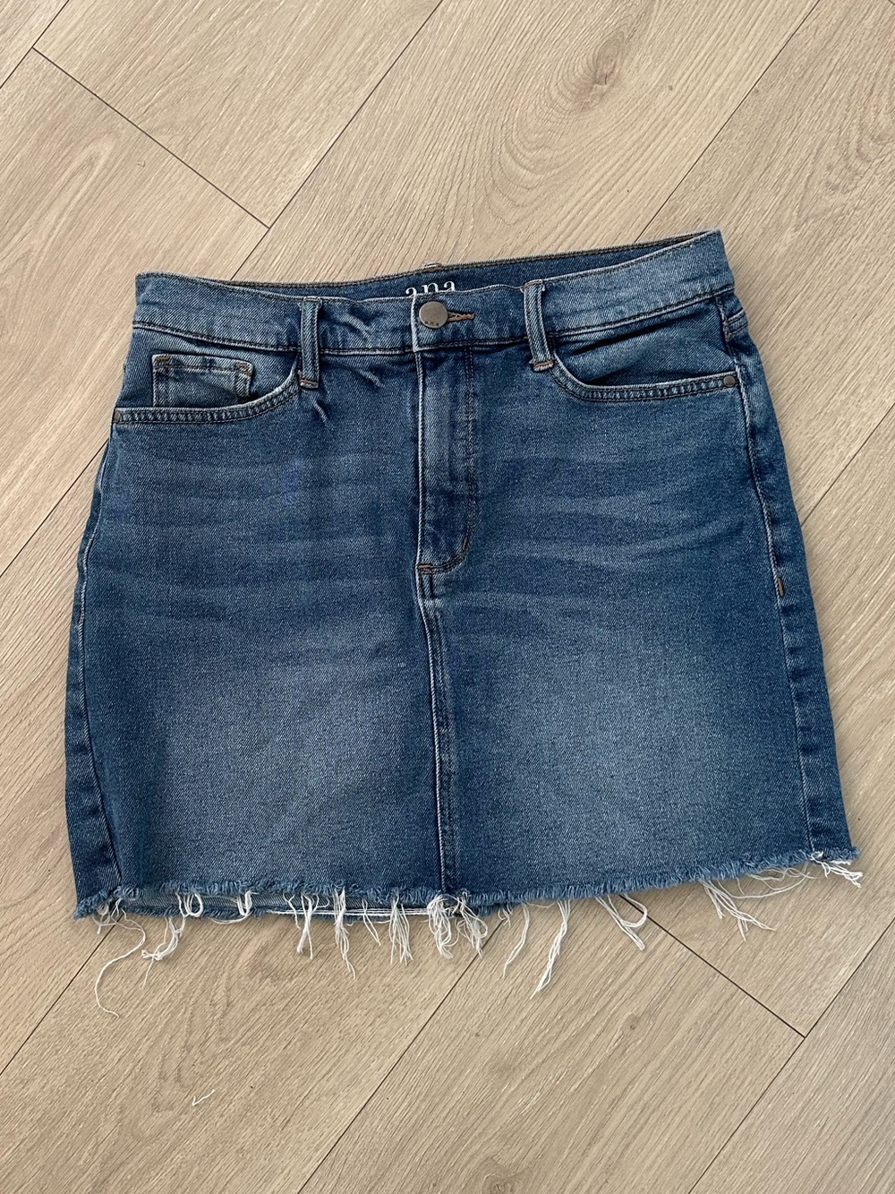 a.n.a Denim Mini Skirt with Raw Hem size 6